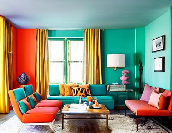 apartment designed by nate berkus, retro 7 0 s colors 