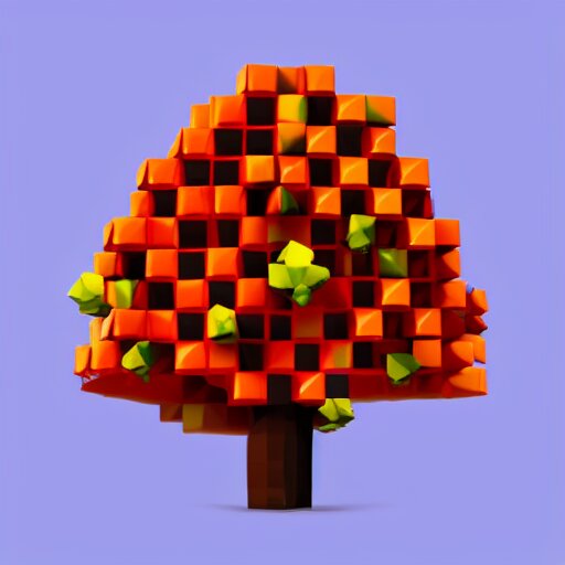 a low poly tree with cubes as fruits, flat image, minimalistic