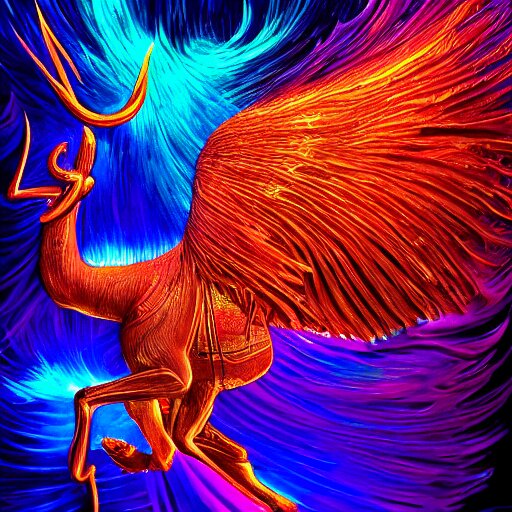 Photorealistic physical manifestation of the zodiac sagittarius. Hyperdetailed photorealism, 108 megapixels, incredible depth, beautiful colors, psychedelic overtones, blacklight neon, glowing