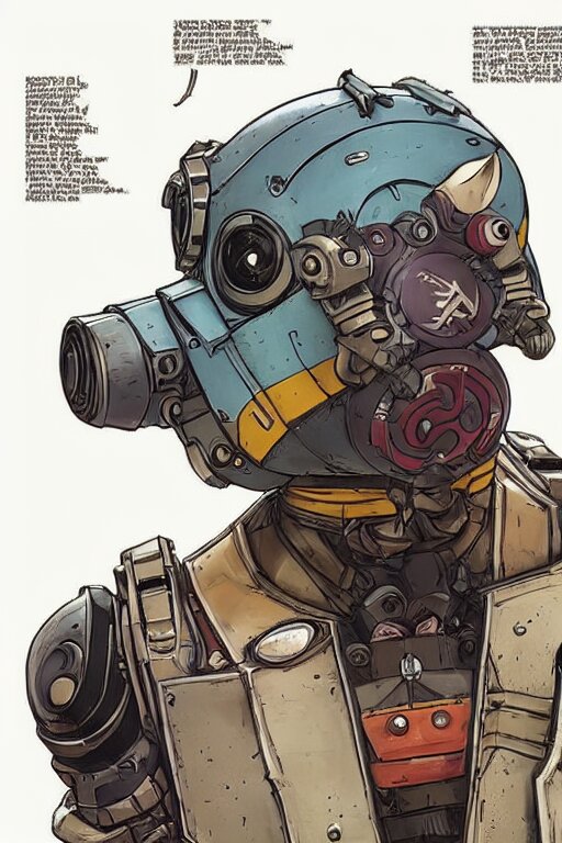 
robot ninja mask helmet bot borderland that looks like it is from Borderlands and by Feng Zhu and Loish and Laurie Greasley, Victo Ngai, Andreas Rocha, John Harris 
