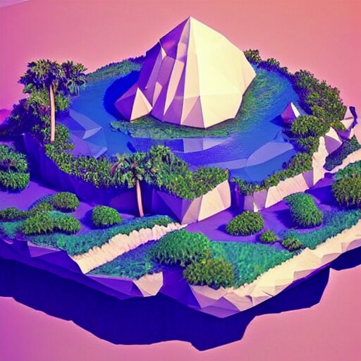 a floating island on an ocean isometric art, low poly art, game art, artstation, 3D render, ultra detailed, cgsociety, unreal engine 5