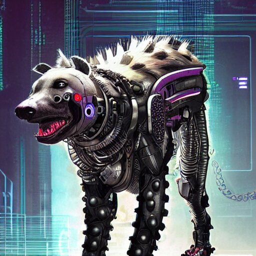 cybernetically enhanced cyborg hyena, realistic cyberpunk 2 0 7 7 concept art 