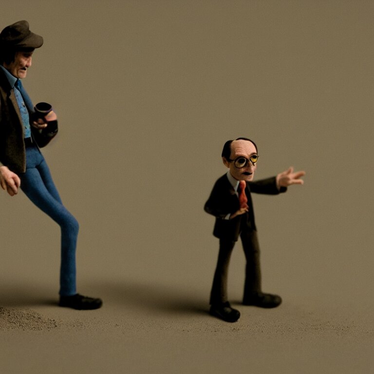 a cinematic film still of a claymation stop motion film starring jim carrey, shallow depth of field, 8 0 mm, f 1. 8 