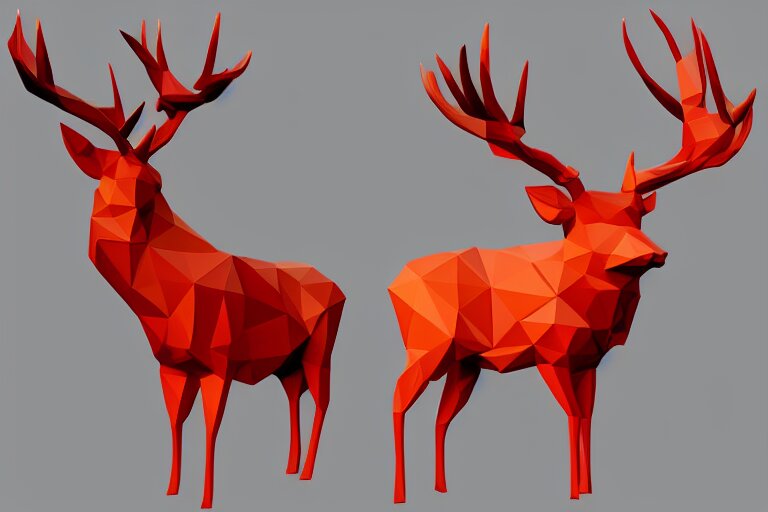 lowpoly art of red deer 