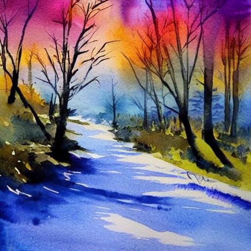  watercolor painting landscape 