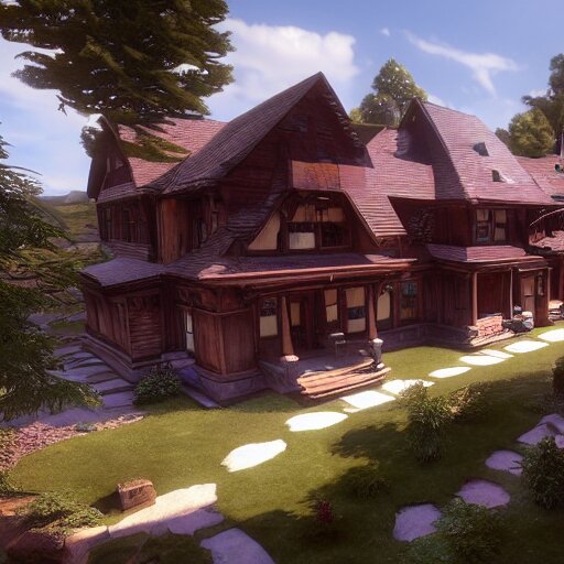 Peaceful wooden mansion, interior, unreal engine 5 tech demo, Asher Duran