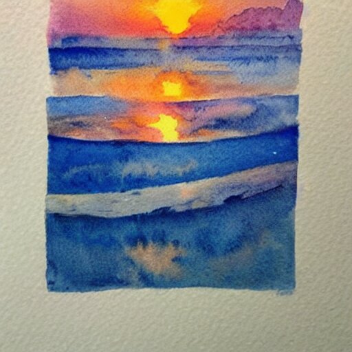 atlantide at sunrise. watercolor. trending on artstation. 