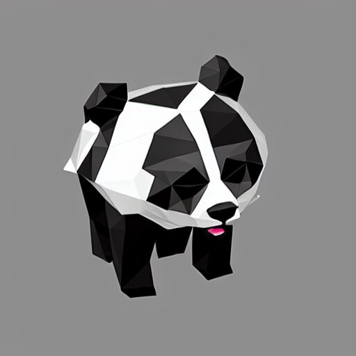 low poly isometric panda 