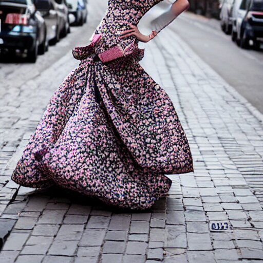 Dress made of 🌸 !! studio photo, street style, high fashion, backlit, Alexander mcqueen, Vivienne Westwood, Oscar De la Renta, Dior, magazine photo shoot, fantasy lut,