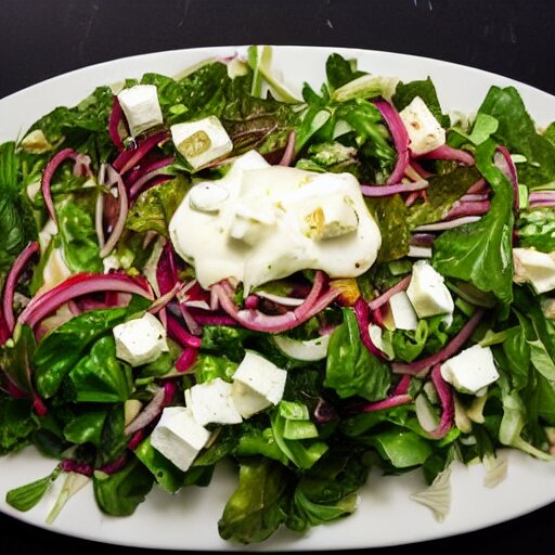 a giant salad that is the size of a building, with mozzarella and a lot of sauce, award winning photography, culinary art photography 