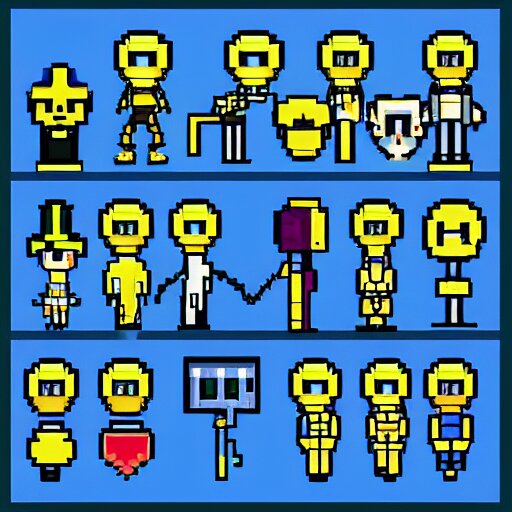 pixel art designs of new undertale characters. ”, Stable Diffusion