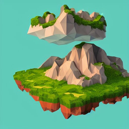 a floating island isometric art, low poly art, game art, artstation, 3D render, cgsociety