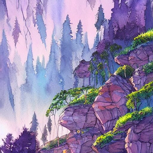 beautiful happy picturesque charming sci - fi organic homes in a beautiful natural scene. water, trees and rocks. beautiful light. soft colour scheme. beautiful artistic detailed watercolor by lurid. ( 2 0 2 2 ) 