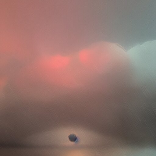 a rainstorm inside a snowglobe. Beautiful colorful clouds in moody greys and blues. High quality digital art, trending on artstation