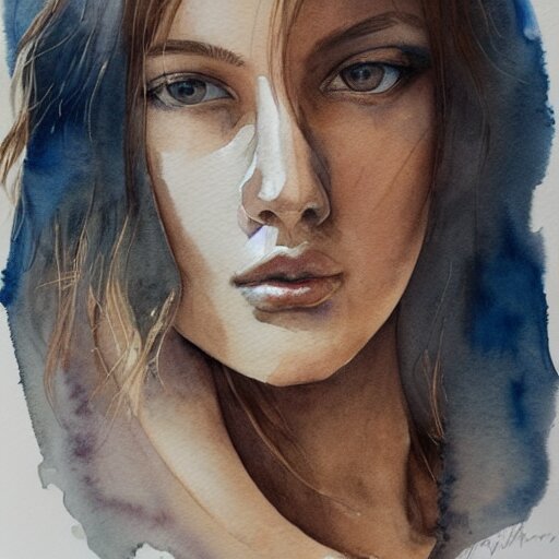 watercolor art on paper, leo girl portrait, highly detailed, artstation, masterpiece, award - winning 