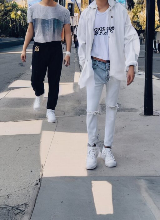 photo of PARK JIMIN walking in LA with his boyfriend YOONGI