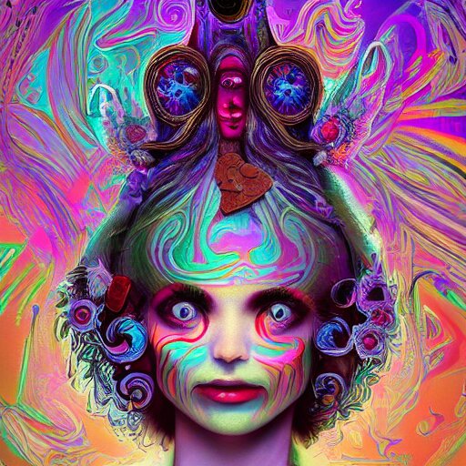 An extremely psychedelic portrait of Alice , in wonderland , surreal, LSD, face, detailed, intricate, elegant, lithe, highly detailed, digital painting, artstation, concept art, smooth, sharp focus, illustration