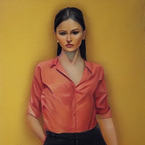 hyperrealism oil painting of ukrainian model in vyshyvanka shirt 