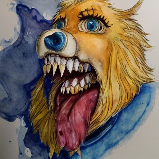 water color on paper, chica animatronic portrait, highly detailed, artstation, masterpiece, award - winning, 