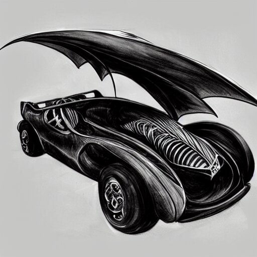 steampunk batmobile concept sketch