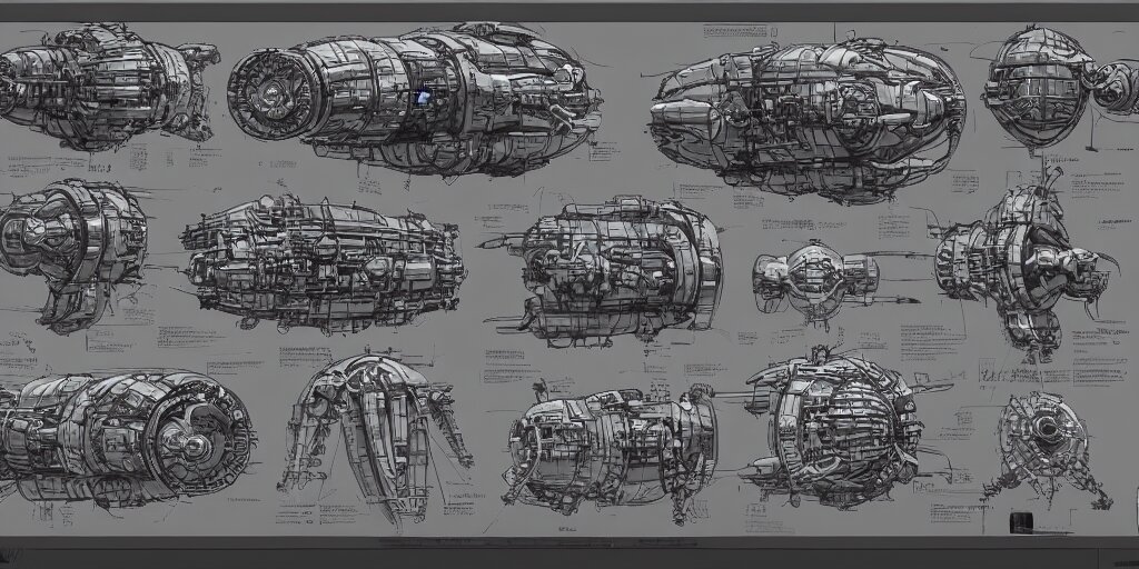 a giant robot, bulbous biomechanical mri machine millennium falcon space - station vuutun palaa with massive piping inspired by a nuclear reactor submarine and maschinen krieger, character sheet, concept design, contrast, kim jung gi, greg rutkowski, zabrocki, karlkka, jayison devadas, trending on artstation, 8 k, ultra wide angle, pincushion lens effect 