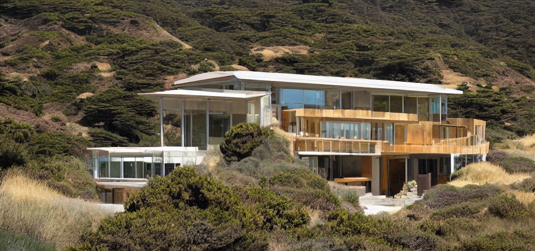 house designed by renzo piano overlooking big sur. landscape design by louis benech. 