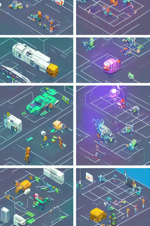 isometric design, sprite sheet, game resources, futuristic van by josan gonzalez 