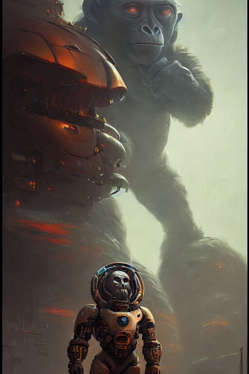 large space ape cyborg by anna podedworna, bayard wu, greg rutkowski 