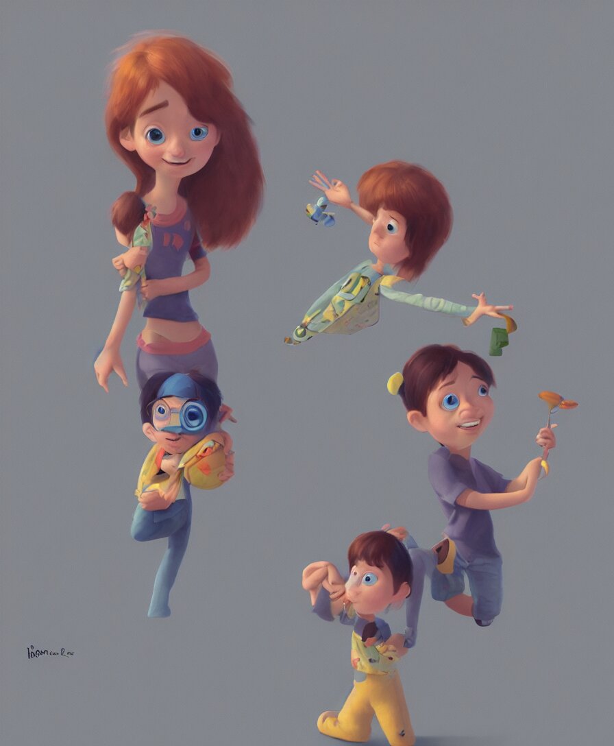 first love, pixar style, 2 d illustration, concept art, behance, artstation, 4 k, 8 k 