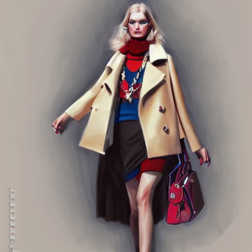 Russian fashion, gucci catwalk, oil painting, digital art, ultradetailed, artstation