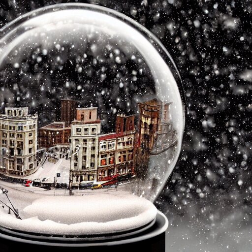 snow globe of buenos aaires city, artstation, photorealism 