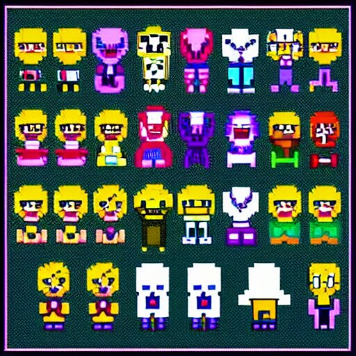 pixel art designs of new undertale characters. ”, Stable Diffusion
