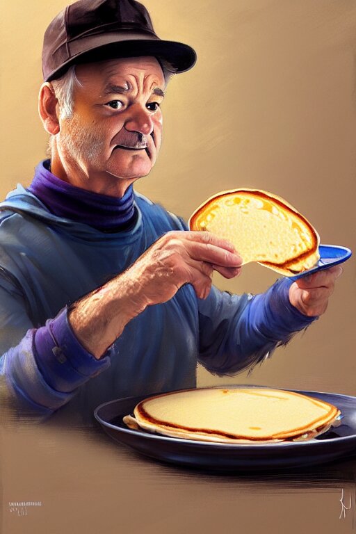 bill murray making pancakes animation pixar style, by magali villeneuve, artgerm, jeremy lipkin and michael garmash, rob rey and kentaro miura style, golden ratio, trending on art station 