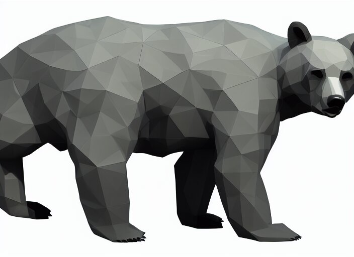 low polygon render of a bear, on a white background, isometric 3 d, ultra hd 