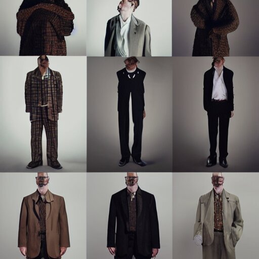 outlive smart casual collection lookbook grid, in the style of grand chamaco and stanley kubrick, inspired by rpg fantasy characters, photorealistic, epic, super technical, cinematic still 