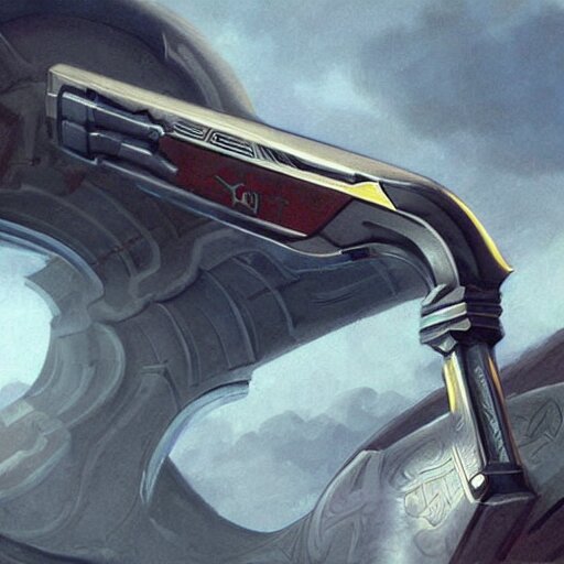 a boomerang with magical gun barrels on both ends, science fantasy, concept art, realism, 