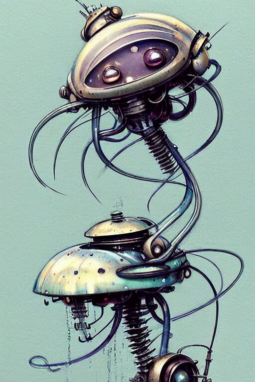 ( ( ( ( ( 1 9 5 0 s retro future robot android aluminum jelly fish. muted colors. ) ) ) ) ) by jean - baptiste monge!!!!!!!!!!!!!!!!!!!!!!!!!!!!!! 