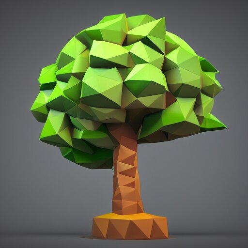 a low poly 3d object of the tree used in mobile game, large and majestic