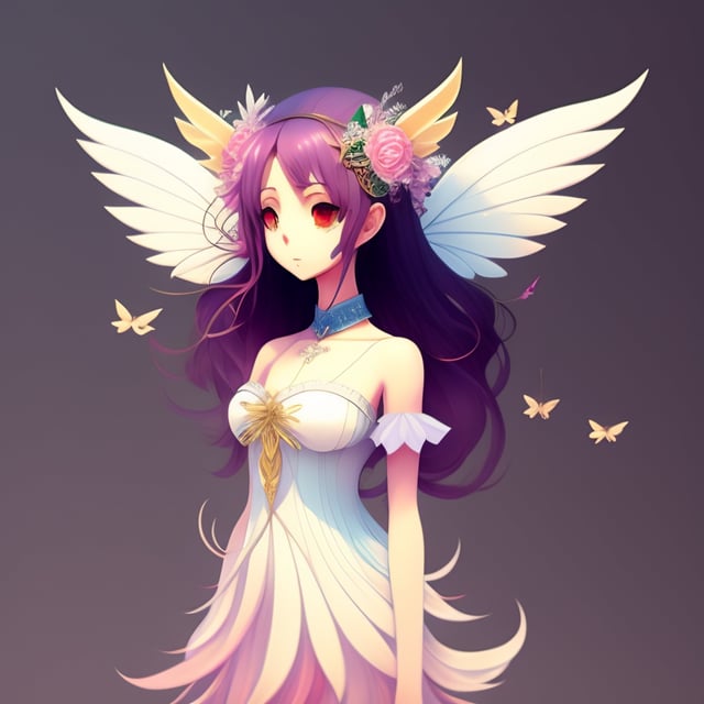 Lexica - a beautiful anime girl with angel wings