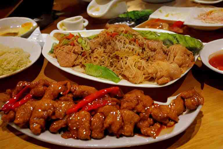 chinese food, highly dimensionally stable, photograph captured at asian buffet restauraunt 