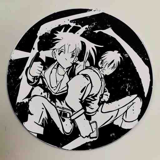 die cut sticker, full metal alchemist al and alphons, splatter paint 