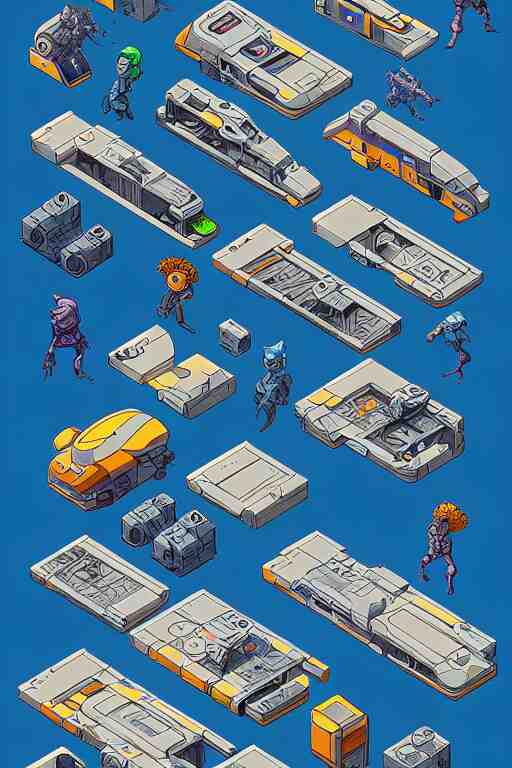 isometric design, sprite sheet, game resources, futuristic van by josan gonzalez 