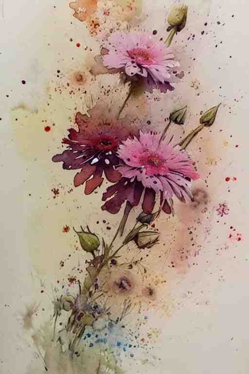( ( ( ( ( ( ( ( ( ( loose loose watercolor of flowers painterly, granular splatter dripping. muted colors. ) ) ) ) ) ) ) ) ) ) by jean - baptiste monge!!!!!!!!!!!!!!!!!!!!!!!!!!!!!! 