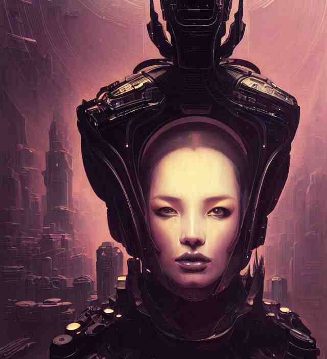 a baroque portrait of a retrofuturistic assassin in light surrounded by advanced architecture. minimalist dark wet architecture with some highly detailed science fiction details, rich colors, high contrast, moody dark background. trending on artstation an ultrafine hyperdetailed colorfull illustration by greg rutkowski, kim jung gi, moebius, irakli nadar, alphonse mucha, ayami kojima, amano, greg hildebrandt, syd mead and mark brooks, female, feminine, art deco, new baroque, intricate linework, colors by frank frazetta 