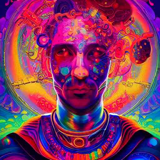 An extremely psychedelic experience, colorful, surreal, dramatic lighting, cosmonaut, LSD, face, detailed, intricate, elegant, highly detailed, digital painting, artstation, concept art, smooth, sharp focus, illustration, art by Sam Spratt, Dan Mumford, Artem Demura and Alphonse Mucha