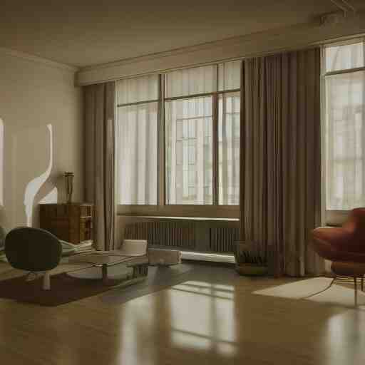 60's interiors of an apartment, photorealistic, cinematic, volume light, rendered in octane, artstation