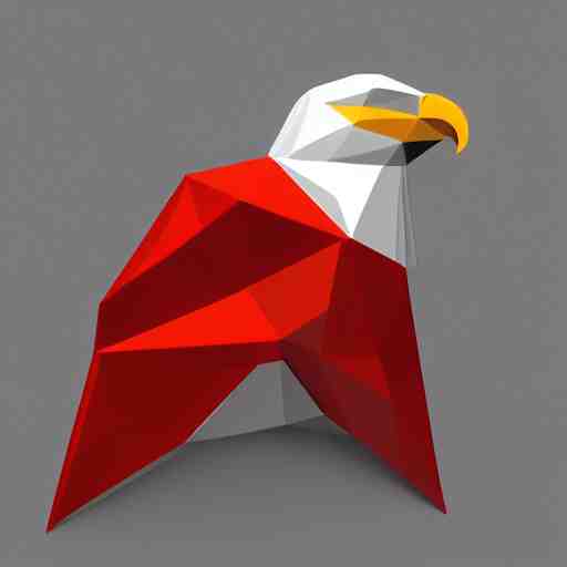 low poly, vector, white eagle icon, in a book, red background, cgsociety, artstation, octane render