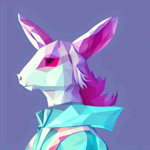 aesthetic rabbit fursona portrait, commission of a anthropomorphic male horse, fursona horse wearing stylish holographic clothes, winter armosphere, pastel simple art, low poly 