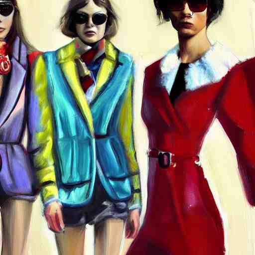 1970 covid fashion, gucci catwalk, oil painting, digital art, ultradetailed, artstation