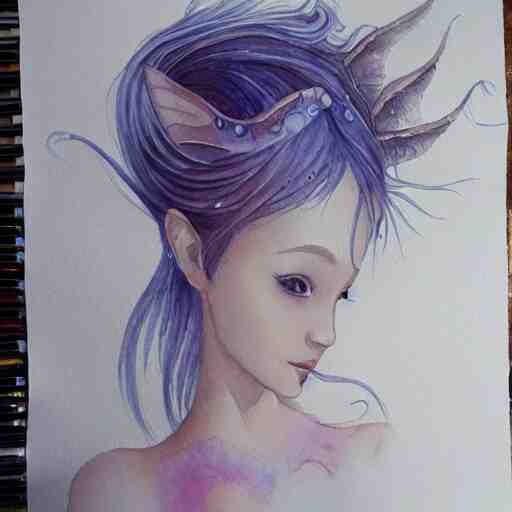 water color on paper, ethereal pixie, highly detailed, artstation, masterpiece, award - winning, 